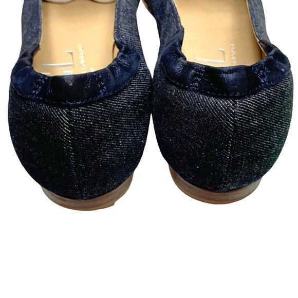 AGL Atilio Giusti Leombruni Denim with  Patent Leather Cap Toe Flats - Picture 8 of 9